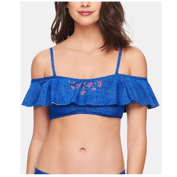 💥 Vera Bradley Chambray Maliyah Ruffled BikiniTop - Picture 2 of 11